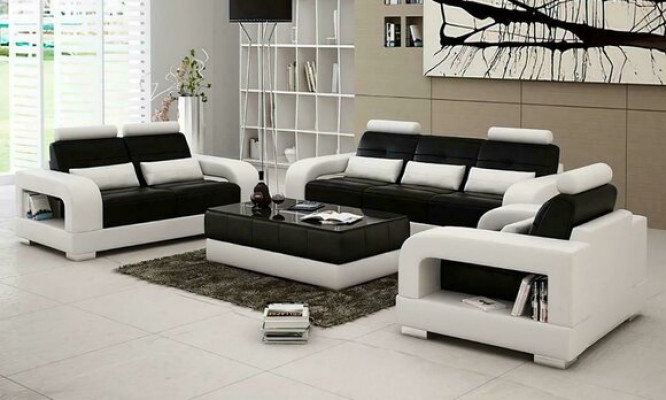 Zestaw sofowy Podkładka 3+1+1 miejsce do siedzenia Zestaw Design Sofy Kanapy Skóra Modern