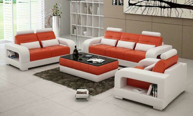 Zestaw sofowy Podkładka 3+1+1 miejsce do siedzenia Zestaw Design Sofy Kanapy Skóra Modern