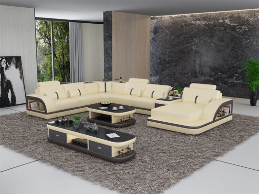 Skórzana sofa Narożnikowa kanapa Ustawić Podkładkę w kształcie litery U Sofa kanapa projekt Zestaw narożny