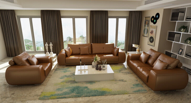 Zestaw sofowy Skórzana Sofa Kanapa Obcios Design Nowoczesna Sofa 3+1+1 miejsce do siedzenia