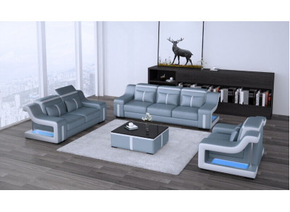 Sofa skórzana Włókienniczy Materiał 3 miejsce do siedzenia Kanapa Designer Siedziba Podkładka Ustawić Szara Nowa