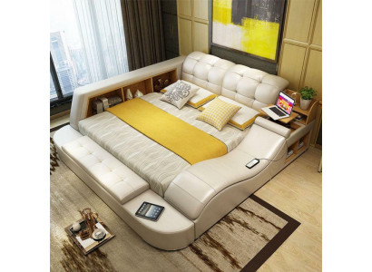 Luksusowe funkcjonalne łóżko z Tresor Laptop Zgłoszenie podwójnego łóżka małżeńskiego xxl Hotel Skóra