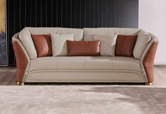 Żywy krajobraz Sofy Kanapa Podkładka Sofa 3 miejsce siedzące Ustawić Skórzana Sofa Modern New