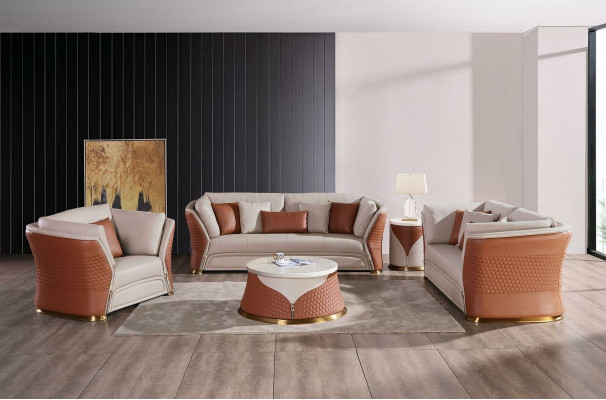 Żywy krajobraz Sofy Kanapa Podkładka Sofa 3 miejsce siedzące Ustawić Skórzana Sofa Modern New