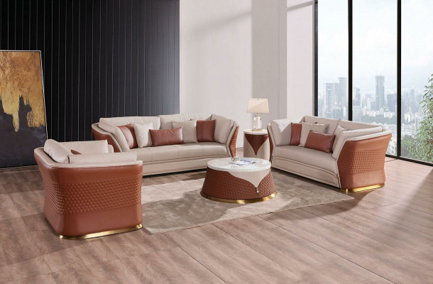 Żywy krajobraz Sofy Kanapa Podkładka Sofa 3 miejsce siedzące Ustawić Skórzana Sofa Modern New