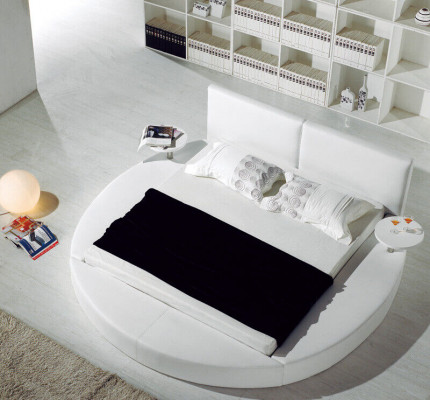 Okrągłe łóżko Okrągły Design łóżko Skóra Double Hotel Frame Luxury Sleep