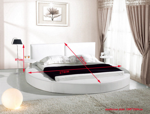 Okrągłe łóżko Okrągły Design łóżko Skóra Double Hotel Frame Luxury Sleep