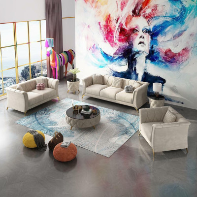 Projektant Chesterfield Zestaw sofowy Sofa Kanapa Zestaw Podkładek Aksamit 321 Siedziba Kanapy