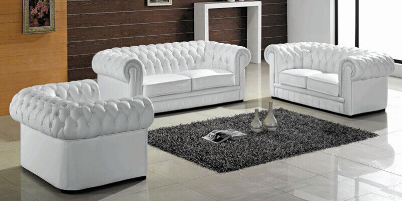 Chesterfield Couches Sofy Podkładka Skóra 32 miejsce do siedzenia Zestaw sofowy Obcios Set