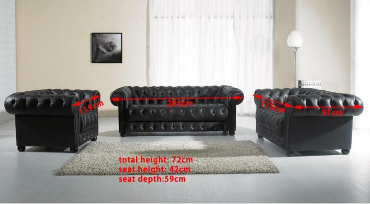 Chesterfield Sofa 2 miejsce do siedzenia Podkładka Design Couches Sofy Ustawić NOWOŚĆ
