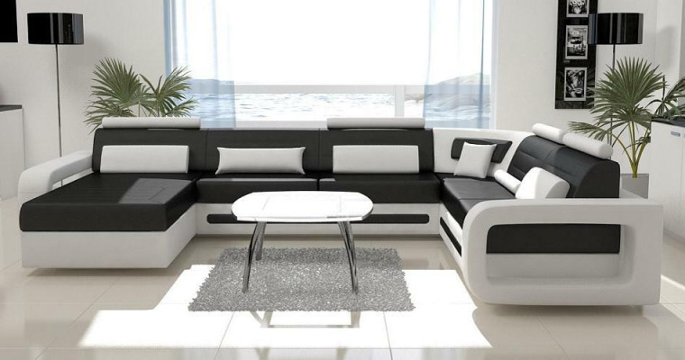 Sofa U Shape Sofa Podkładka Narożnikowa kanapa Ustawić Żywy krajobraz Skóra Design