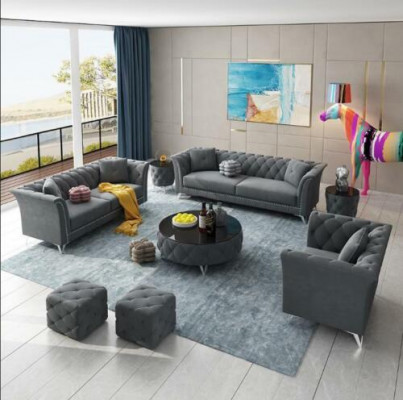 Zestaw Chesterfield 8-częściowy zestaw Couch Podkładka Ustawić Stolik kawowy Sofa