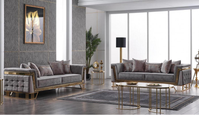 Luksusowy designerski komplet wypoczynkowy Ustaw trzyosobowy zestaw mebli tekstylnych z grupy mieszkalnej modern