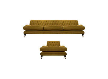 Sofa Chesterfield Trzyosobowa Kanapa Żółty Fotel Wyposażenie Kanapa Salon Nowa