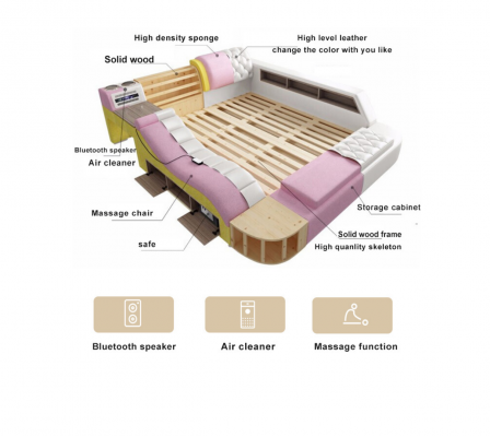 Luksusowe podwójne wielofunkcyjne łóżko Podkładka Water bed 180x200 USB Radio Music