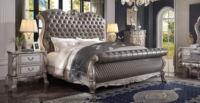 Design Barokowe Luksusowe Meble Stolik nocny łóżka 180x200 Łóżko 3szt. Zestaw Sypialni