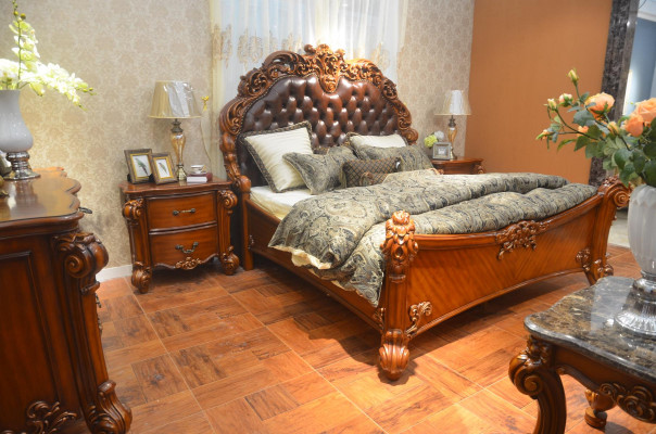 Łóżko Podkładka Design Luksusowe podwójne łóżko hotelowe Sleep Pokój Deko Skóra