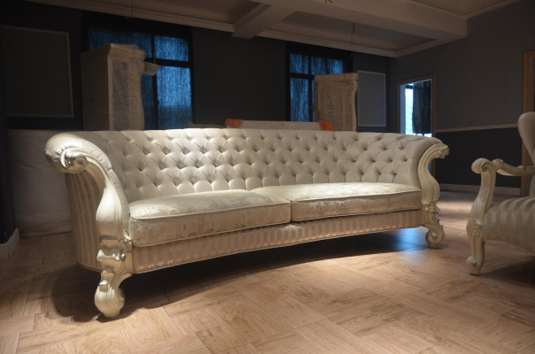 Sofa 4 miejsce do siedzenia Couch design Podkładka Chesterfield Siedziba Ustawić Skórę Włókienniczą