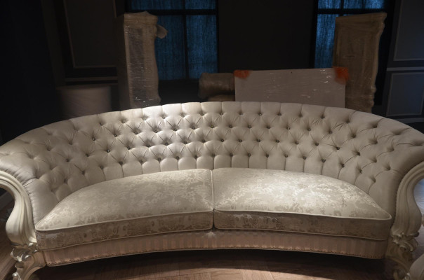 Sofa 4 miejsce do siedzenia Couch design Podkładka Chesterfield Siedziba Ustawić Skórę Włókienniczą