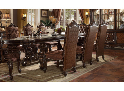 Klasyczny Brązowy Chesterfield Krzesła Designerski x6 Krzesła Skórzane Grupy Krzeseł Zestaw 6szt.