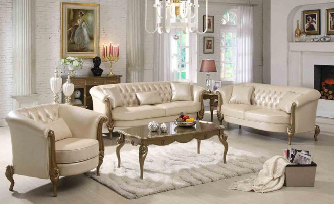 Luksusowe Meble Zestaw sofowy Sofa Podkładka 3+2+1 miejsce siedzące z stolikiem kawowym Kanapy
