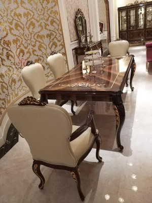 jadalnia Krzesła 6x Krzesło Zestaw Fotel Lounge Club z Podłokietniki Luxury