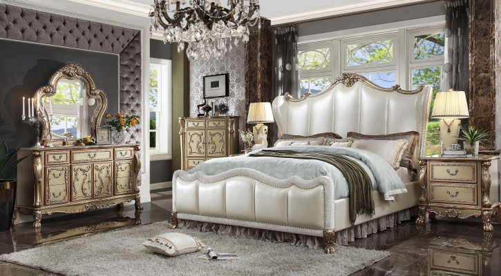 Design Luksusowy Zestaw Sypialnia Dekoracja Łóżko 2x Szafki nocne Kredens Ustawić