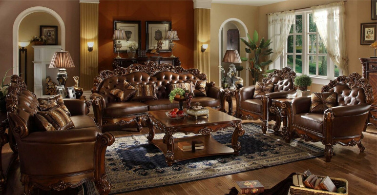 Skórzana sofa Zestaw sofowy Zestaw Ustaw Couch Grupa Chesterfield Sofa Baroque