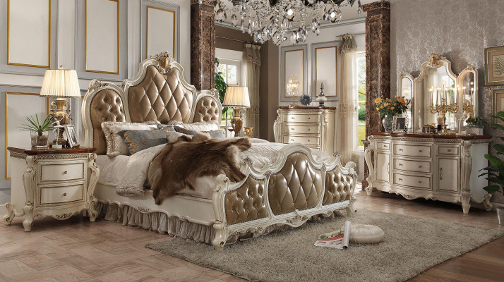 Luksusowe łóżko Chesterfield Skóra Royal Palace Łóżko Hotel Podwójne łóżko