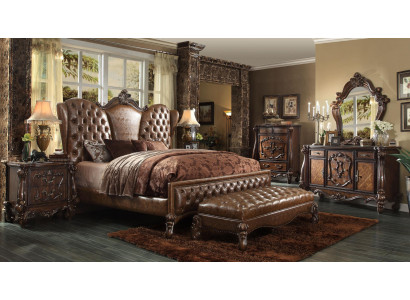 Skórzane łóżko Chesterfield Łóżko łóżka Podkładka Design Podwójne łóżko 180x200cm