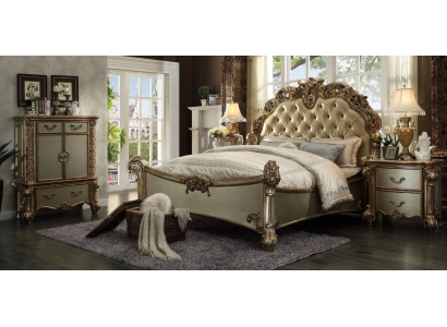 Design Luxury Sypialnia Zestaw Łóżko 2x Szafki nocne Deko Kredens Ustawić