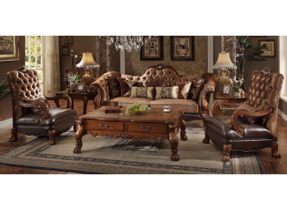 Sofa Chesterfield 2-osobowa Luksusowa Podkładka Sofy Design Włókienniczy Dwumiejscowa Drewno