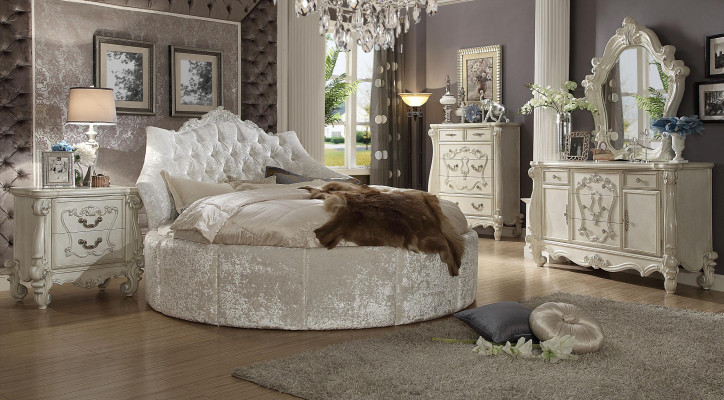 Okrągły Aksamit Łóżko Chesterfield Luxury Podkładka Okrągłe łóżko Materiał Włókienniczy Hotel