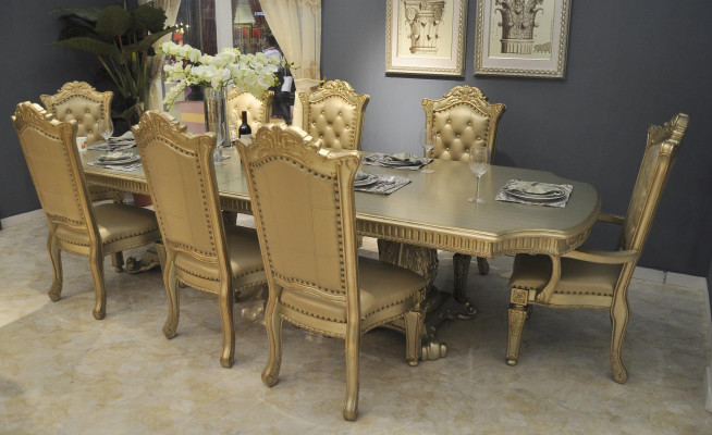 Stół obiadowy stoły do ​​jadalni Stoły Tabela Office Design Classic Drewno Deco Baroque