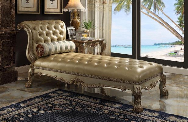 Szezlong Chesterfield Leżak Skóra Sofa Złote Leżaki Chsterfield