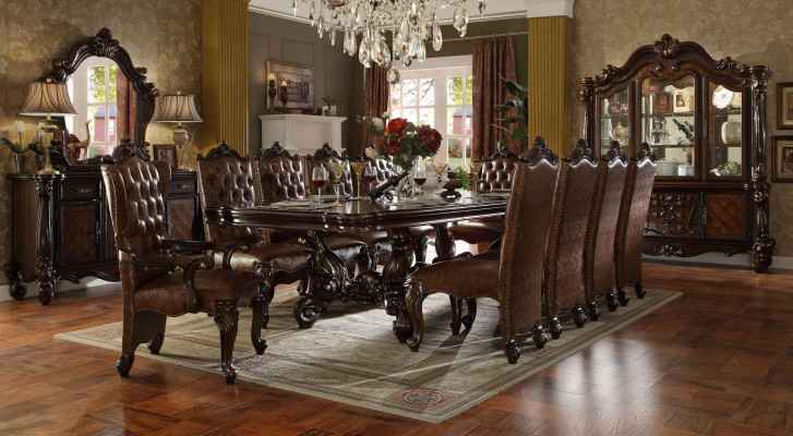 Kompletna grupa brow dining jadalnia Ustaw 10 foteli Chesterfield Tabela