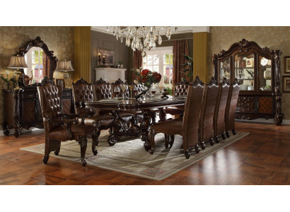Kompletna grupa brow dining jadalnia Ustaw 10 foteli Chesterfield Tabela