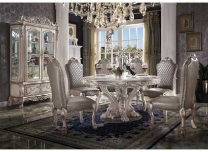 Zestaw Tabela Ustaw Stół obiadowy 6 Krzesła Luxury Style Meble 8-częściowy Krzesło Grupa Gablota