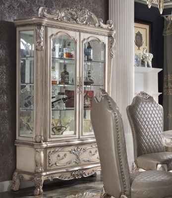 Zestaw Tabela Ustaw Stół obiadowy 6 Krzesła Luxury Style Meble 8-częściowy Krzesło Grupa Gablota