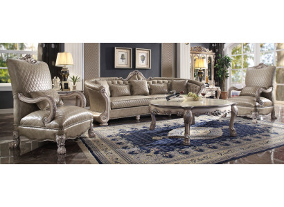 Sofa Podkładka stolik kawowy Drewno 4tlg Luxury Meble Zestaw sofowy Couch Sofy Ustaw