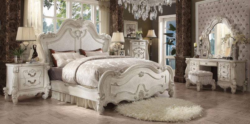 Klasyczny zestaw Sypialnia Łóżko Stolik nocny Stołek Toaletka Lustro