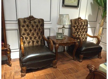 Skóra Lounge New Chesterfield Fotel Projektant Krzesło Relaks Podkładka Materiał
