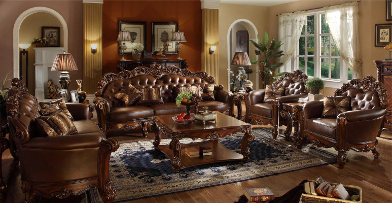 Skórzana sofa Zestaw sofowy Zestaw Ustawić Grupa Couch Chesterfield Sofa Baroque