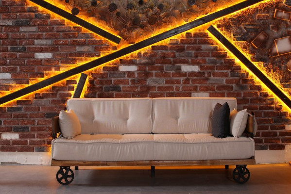 Luksusowa Sofa Kanapa Podkładka Meble 3+3 Siedziba Ustawiona z stolikiem kawowym Loft