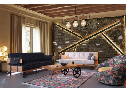 Luksusowa Sofa Kanapa Podkładka Meble 3+3 Siedziba Ustawiona z stolikiem kawowym Loft
