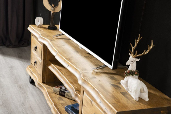 Oryginalny Drewno Jednostka Ścienna Luxury in Brown z stolikiem kawowym na Wheels Rustic Szafa