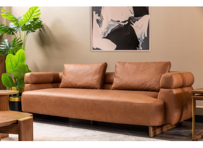 Sofa trzyosobowa 3 miejsce do siedzenia Sofa sztuczna skóra Brown Design Living Room Nowość