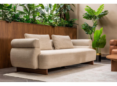 Sofa trzyosobowa 3 miejsce do siedzenia kanapa tapicerowana beżowa sofa materiałowa nowoczesna