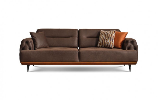 Sofa Tapicerowana Sofa Trzyosobowa 3 Siedziba Kanapa Brązowa Sofa Tkaninowa Materiał Nowoczesny