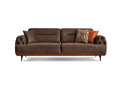 Sofa Tapicerowana Sofa Trzyosobowa 3 Siedziba Kanapa Brązowa Sofa Tkaninowa Materiał Nowoczesny